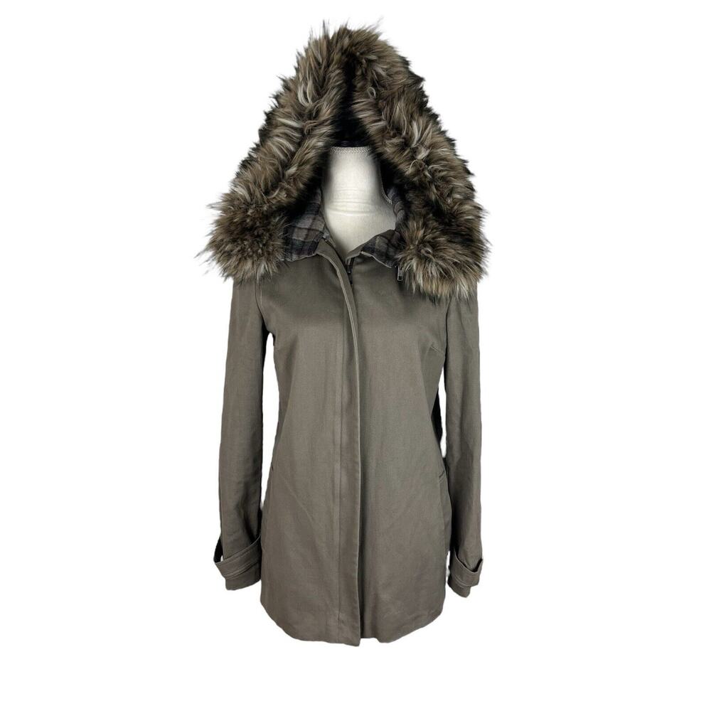 L’AGENCE Faux Fur Hooded Parka Winter Coat Utility Jacket Cabincore Size 4 - Picture 2 of 8